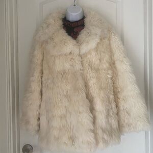 Vintage Dino Rico Angora Rabbit Fur Coat Cream Glam Hollywood Mob Wife Luxurious